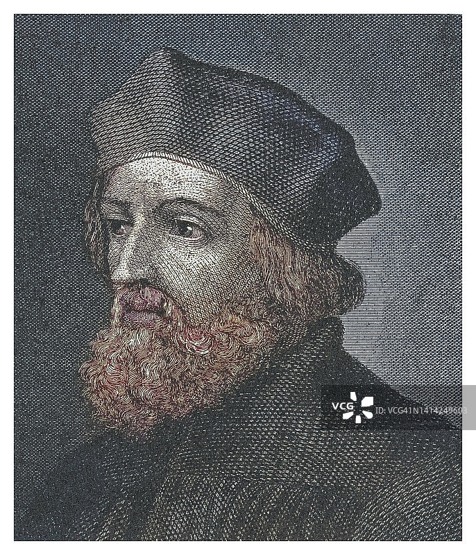 约翰·胡斯肖像：伟大的波西米亚改革家在康斯坦茨会议前被判处死刑图片素材