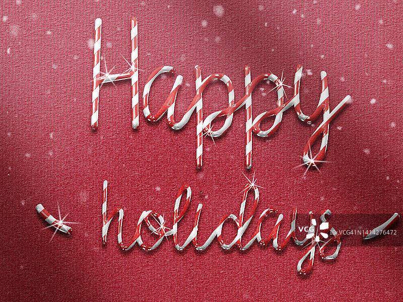 红色背景糖果手杖节日快乐文字图片素材