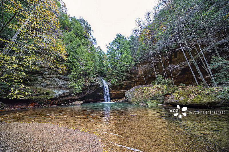 老人洞下瀑布图片素材