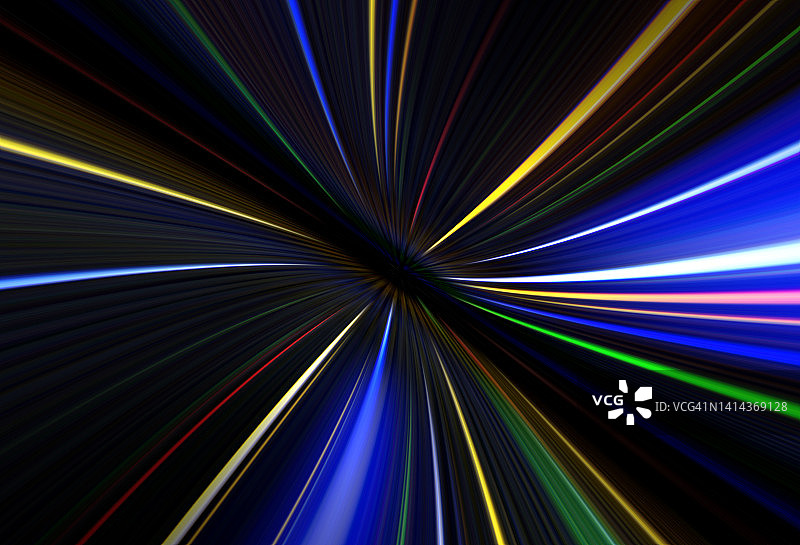 黑色背景上带星形光迹的彩色抽象背景图片素材
