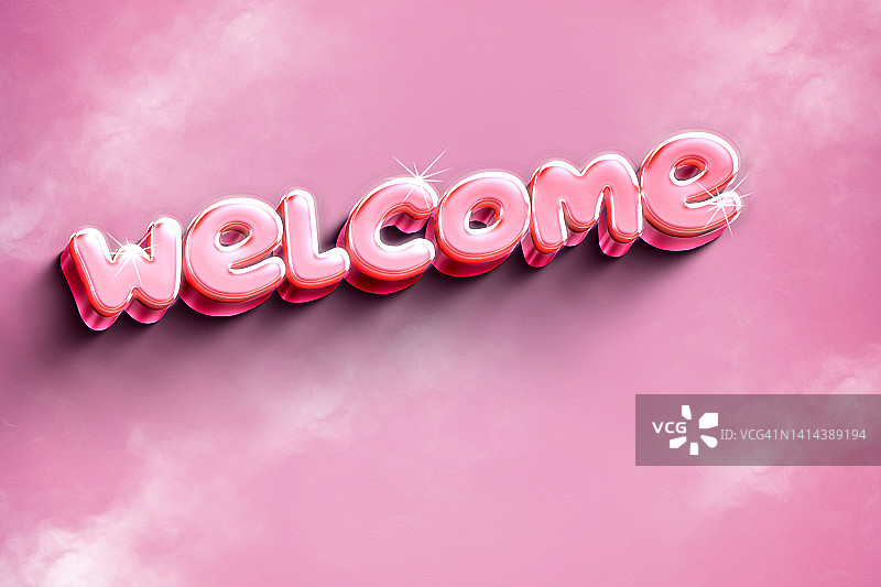 3D粉色字母欢迎回来文本图片素材