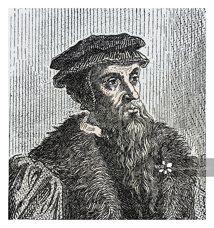 约翰·加尔文肖像 - 法国神学家、牧师和改革家图片素材