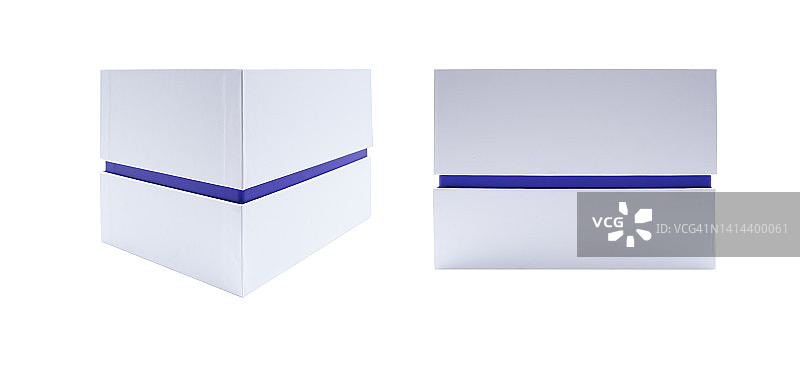 白色盒子样机，空白包装盒，立方体透视图和化妆品产品包装样机图片素材