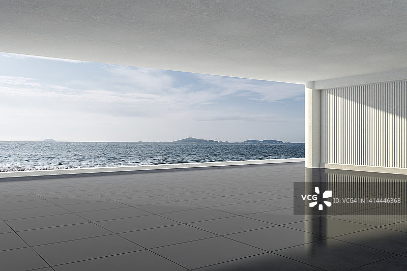3D渲染：海景大堂空间图片素材