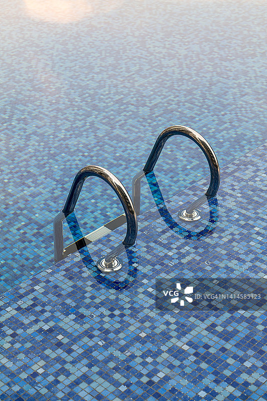 带楼梯的游泳池图片素材