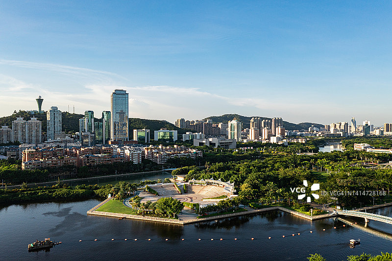 城市公园与建筑航拍图片素材