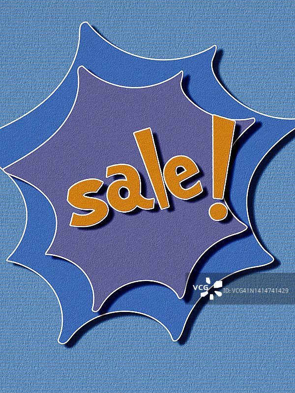 剪纸风格的大型促销字样，蓝色图片素材