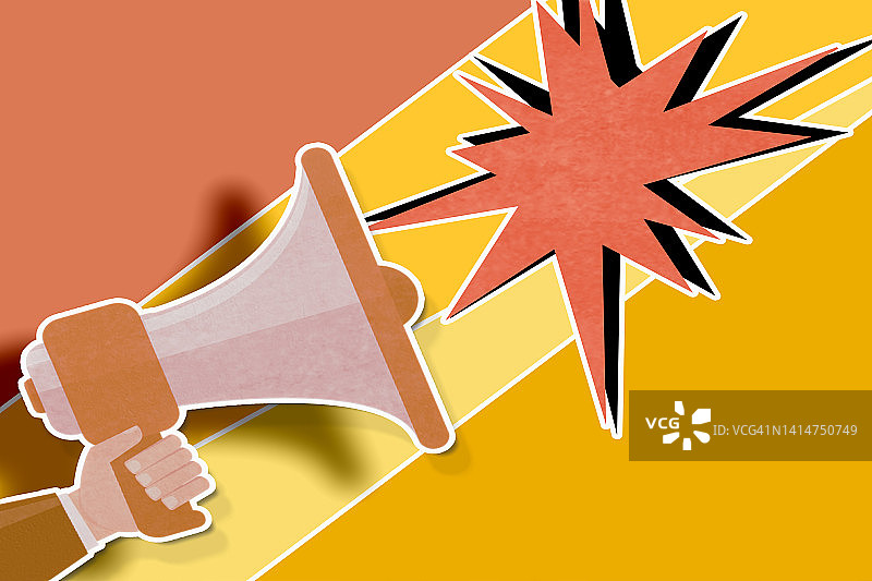 纸艺手持喇叭图片素材