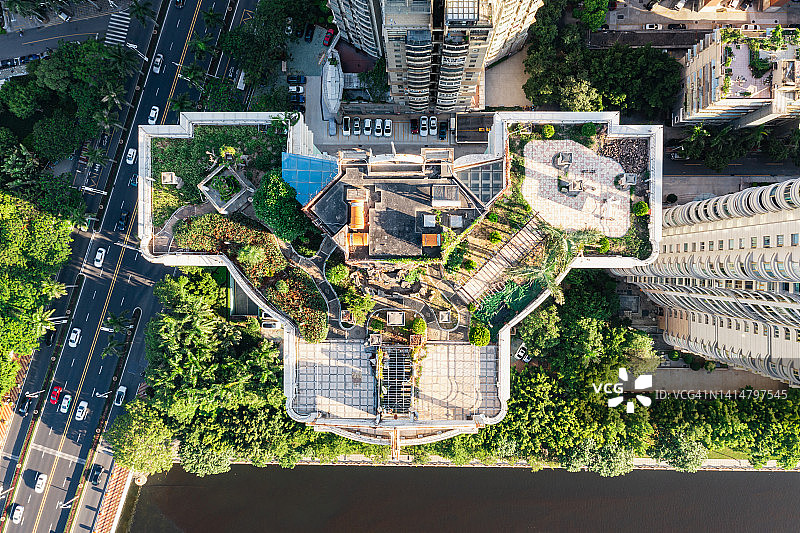 楼顶花园航拍图片素材