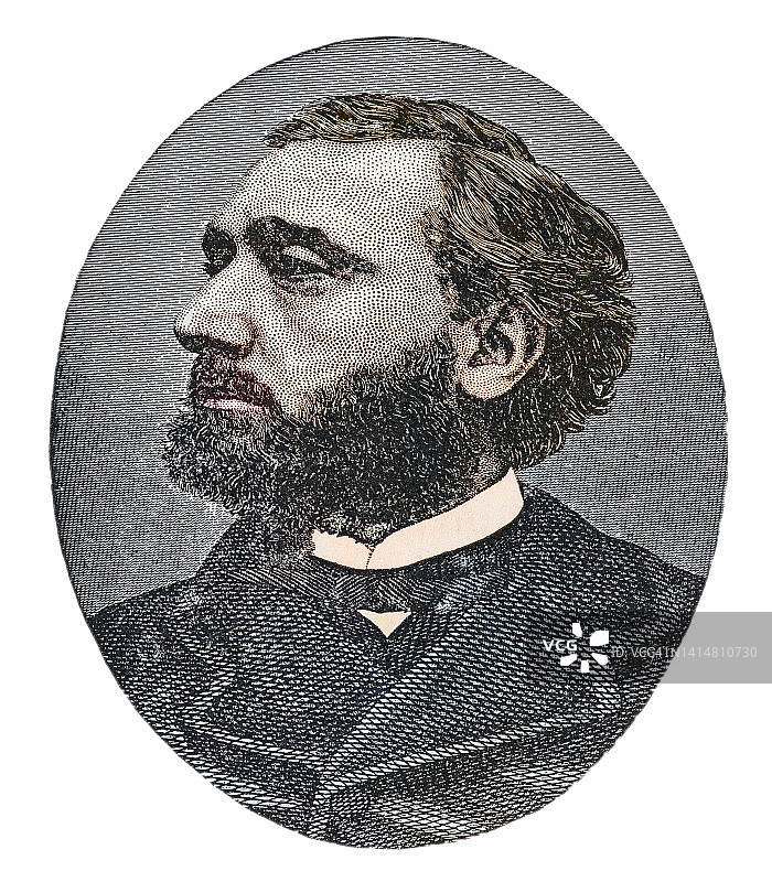 法国律师和共和党政治家莱昂·甘必大，他在1870年宣告成立法兰西第三共和国图片素材