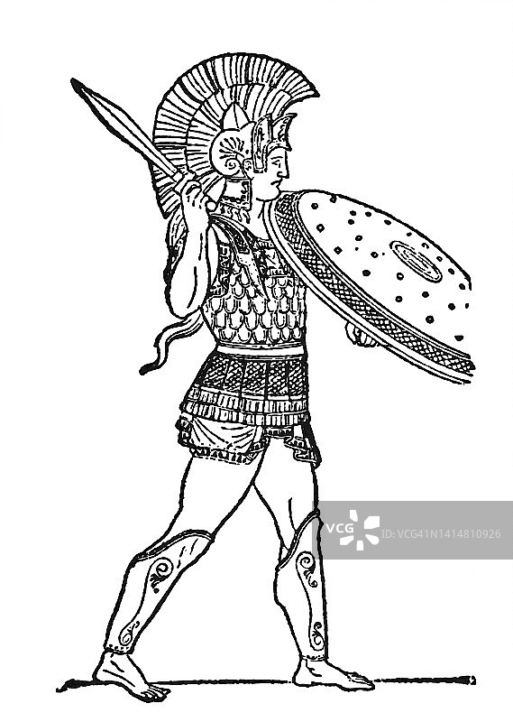 忒修斯老式雕刻插图图片素材