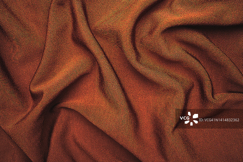 棕色褶皱棉布纹理，特写图片素材