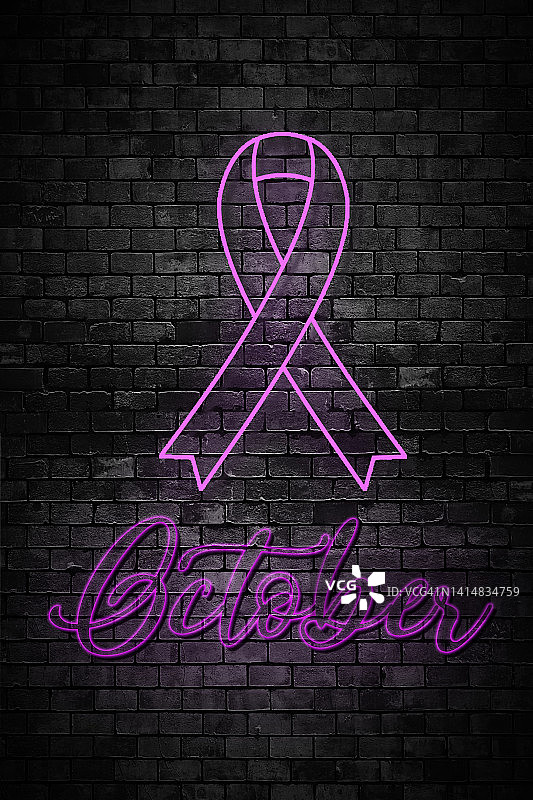 霓虹浮雕乳腺癌标志图片素材