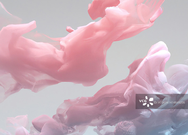 3D渲染：灰色背景中蓝粉色烟雾图片素材