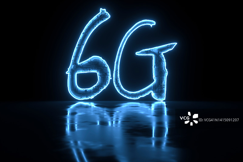 黑色背景上的3D渲染5G图片素材