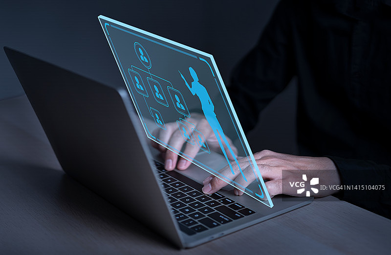 商人使用电脑管理人员组织和文档数字文件技术图片素材