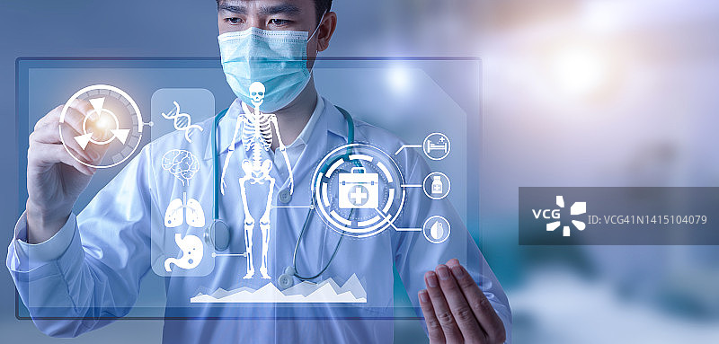 男医生与人体解剖科技数字未来感图片素材