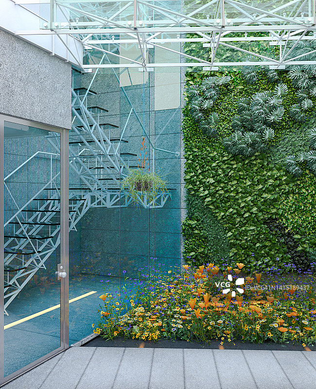 带有室内花园的办公室图片素材