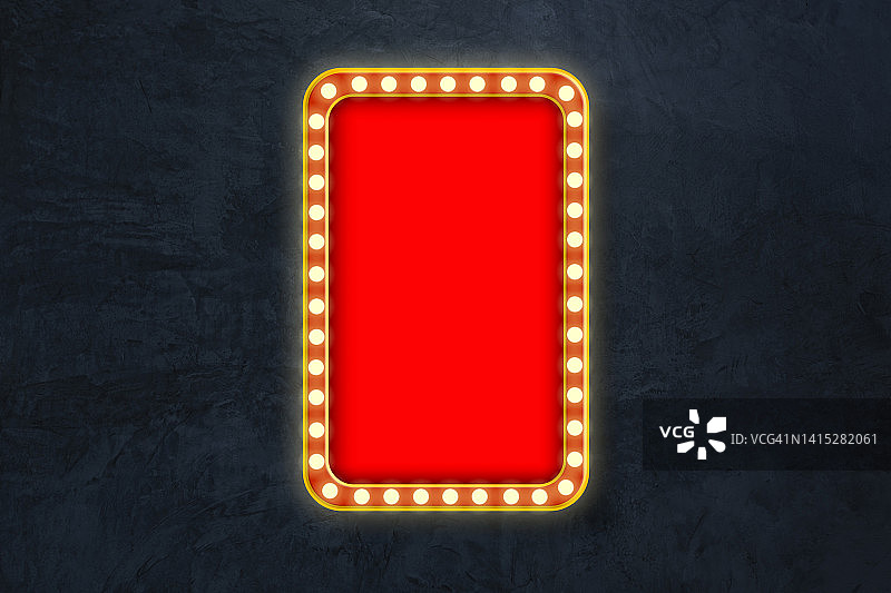 深色混凝土墙上的红色闪亮跑马灯空白banner图片素材