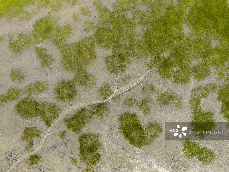 潮汐变化形成的壮丽自然形态和纹理鸟瞰图图片素材