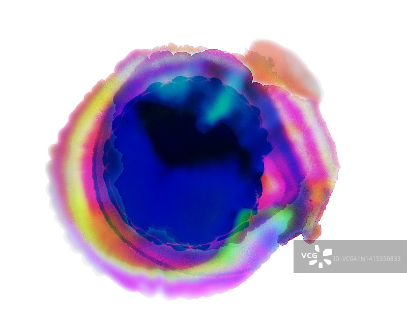 白色表面上滑落的彩色液体污渍图片素材