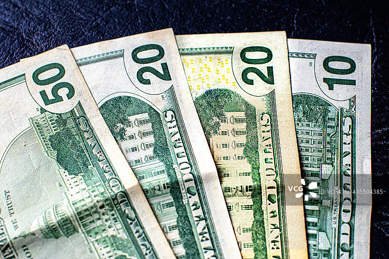 美元现金，不同面额的纸币图片素材