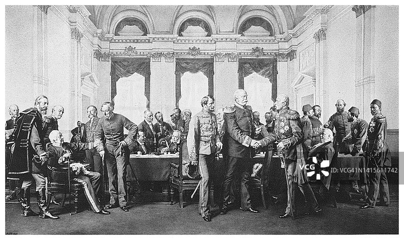 1878年柏林会议古版画图片素材