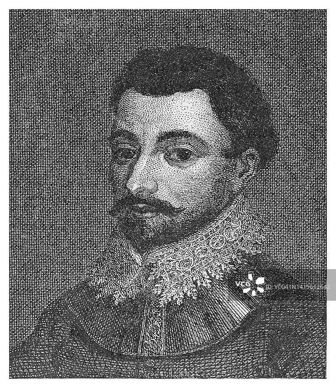 弗朗西斯·德雷克肖像：英国船长、私掠者、海军军官和探险家图片素材