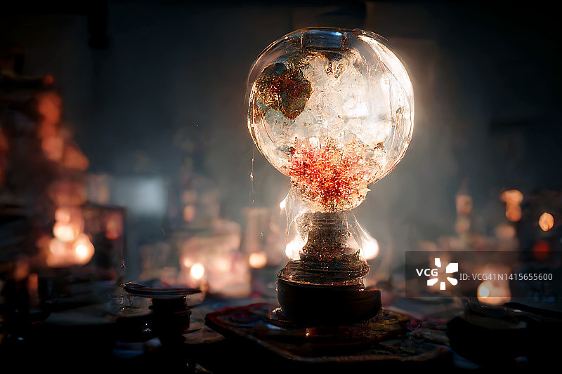 内部发光的玻璃碗图片素材