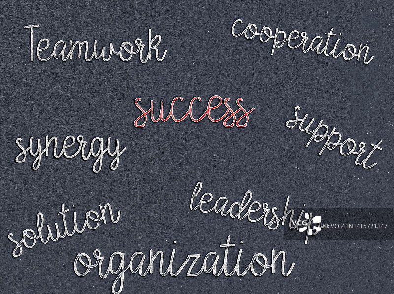 黑板上的成功、团队合作、协同与领导力图片素材