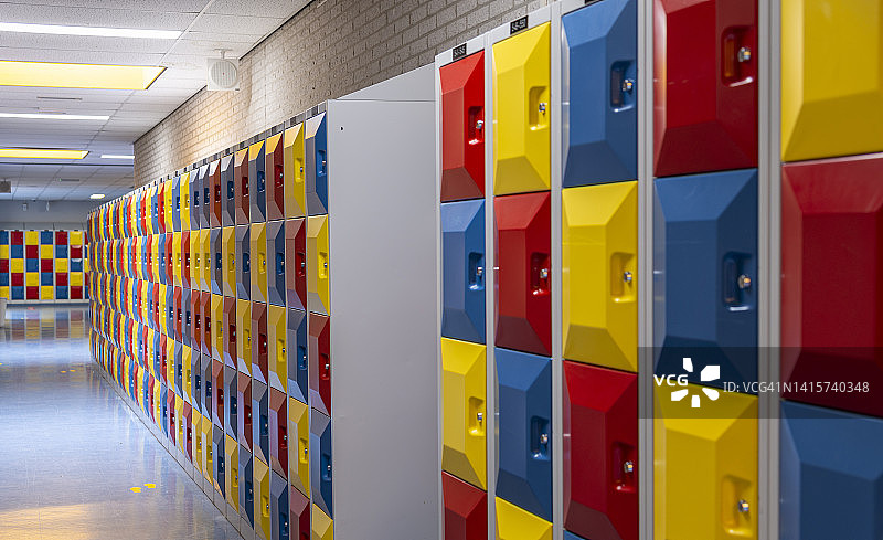 一排学校储物柜的特写图片素材