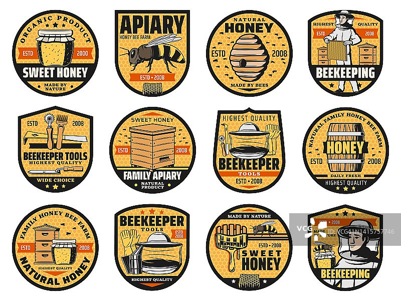 养蜂业，蜂房矢量图标，蜂蜜产品图片素材