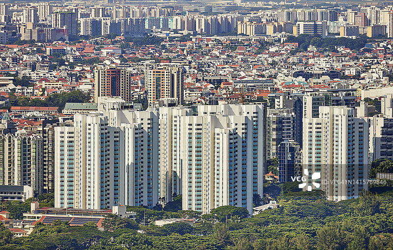 新加坡的公寓楼城市天际线房屋树木图片素材