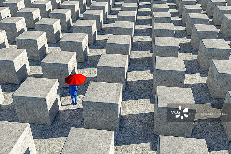 一个人在寻找方向，3D渲染图片素材