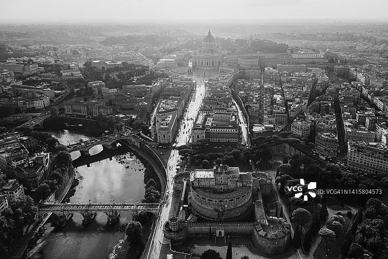 意大利罗马的黑白航拍日景图片素材