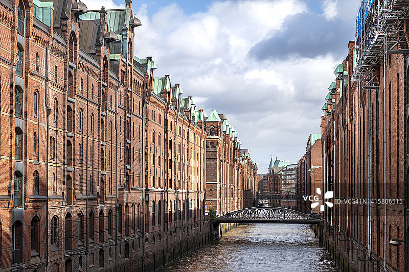 德国汉堡仓库区的运河图片素材