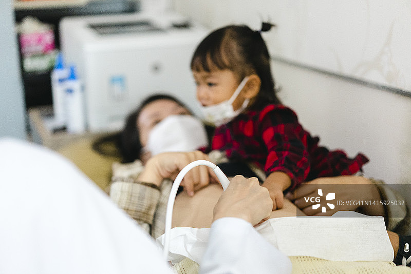 医生为怀孕患者进行胎儿超声检查图片素材