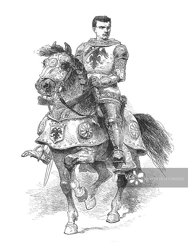 贝特朗·杜·盖克兰肖像：布列塔尼之鹰，百年战争时期法国重要军事统帅图片素材