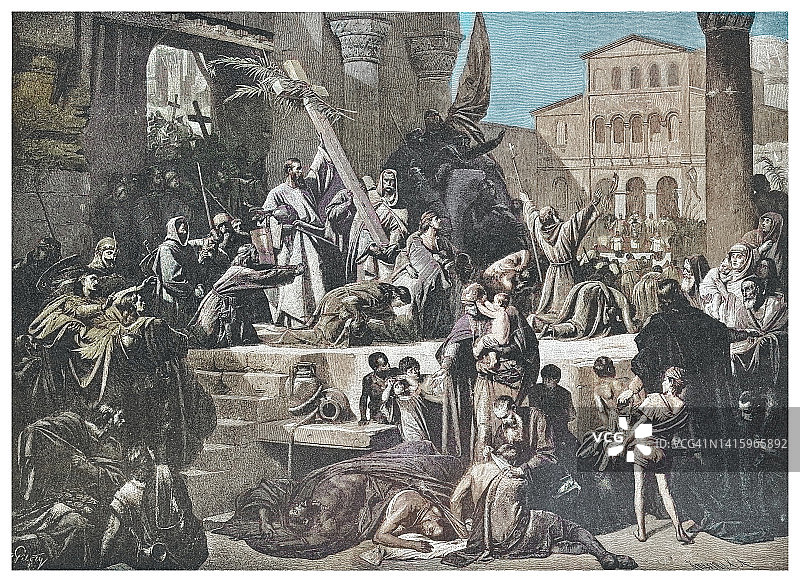 戈弗雷·德·布永进入耶路撒冷古版画图片素材