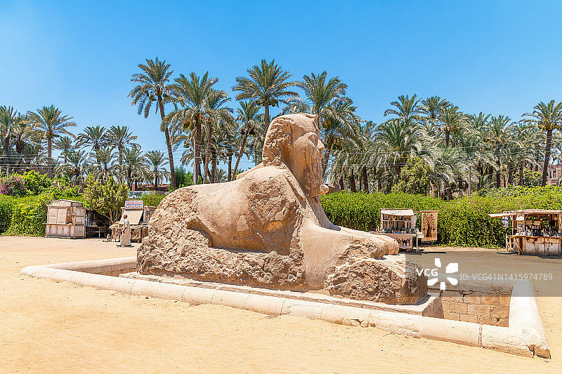 埃及孟菲斯雪花石膏狮身人面像图片素材
