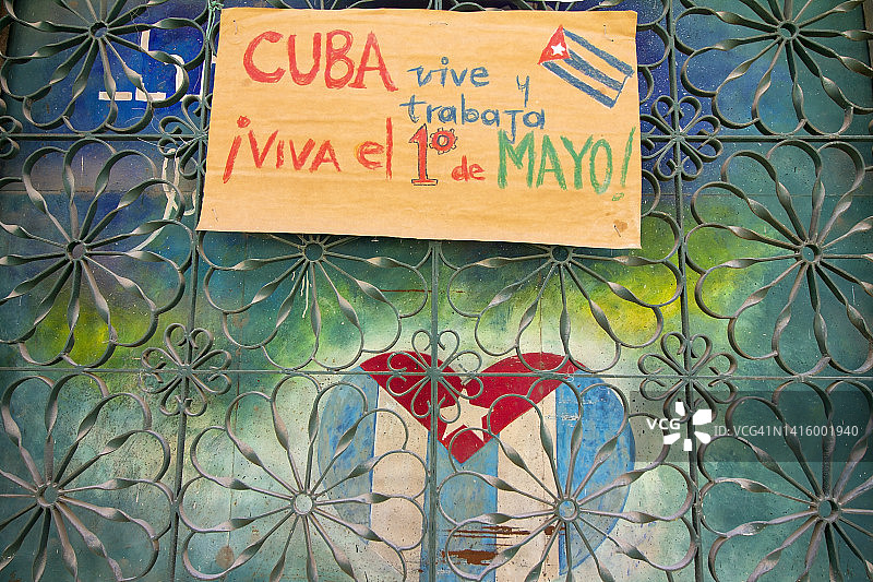 古巴人民的生活和工作，五一节万岁！图片素材