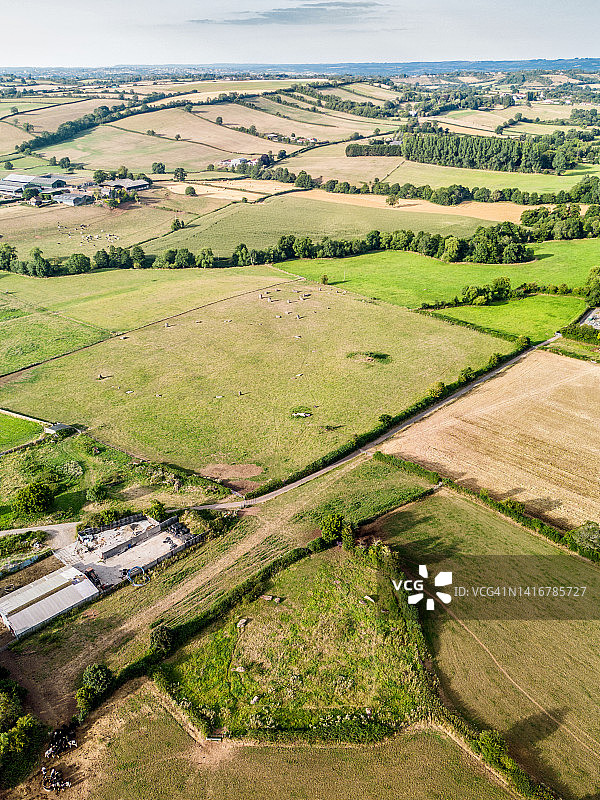 无人机视角下的萨默塞特Stanton Drew石圈图片素材