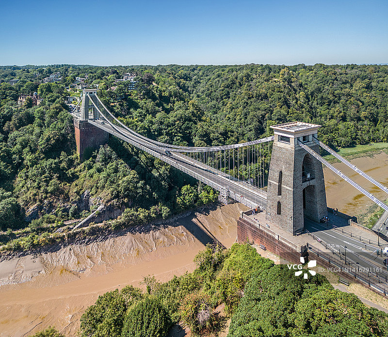 无人机视角下的布里斯托克利夫顿吊桥图片素材
