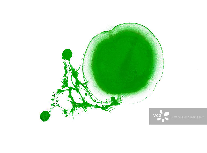 白色背景上的绿色液体分子结构图片素材