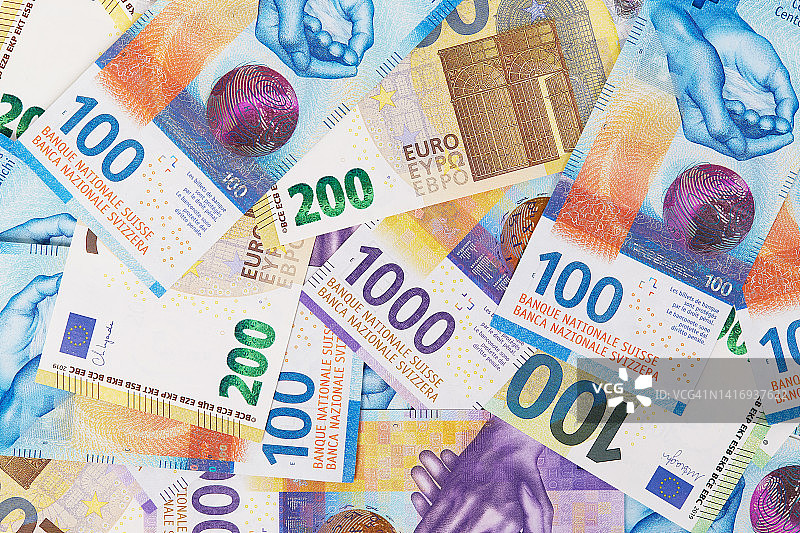 瑞士法郎和欧元背景图片素材