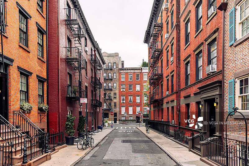 美国纽约市西村的住宅街道图片素材