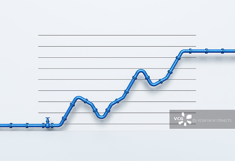 上升的管道折线图图片素材