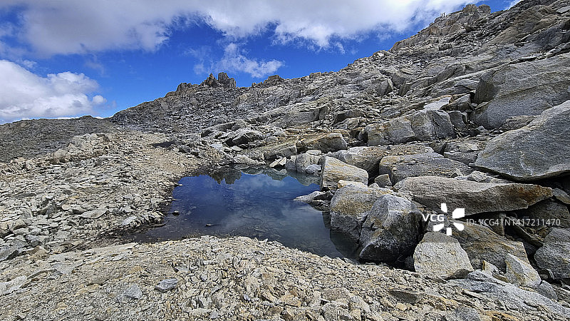 瑞士“尼泊尔公路”下方的阿尔卑斯山湖泊图片素材