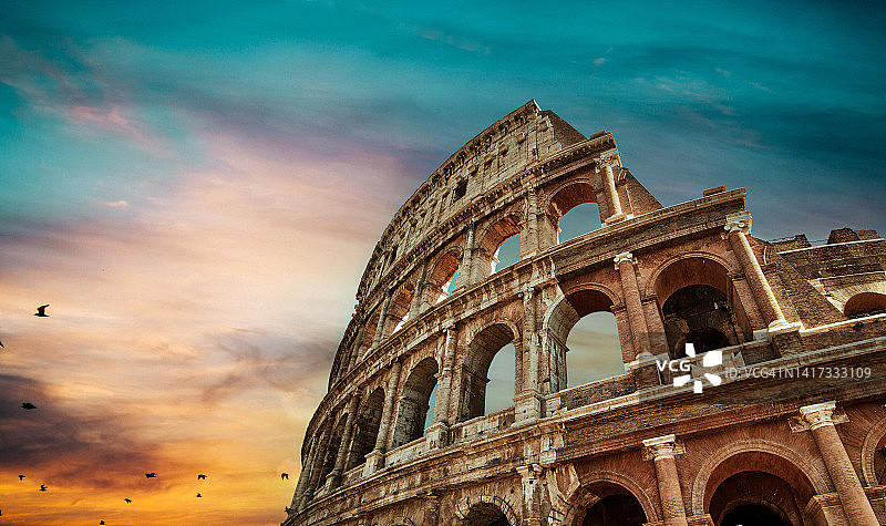 罗马斗兽场日落景观图片素材