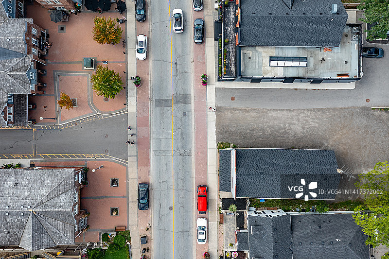 鸟瞰图克莱恩堡镇和伊斯灵顿大道，沃恩，加拿大图片素材